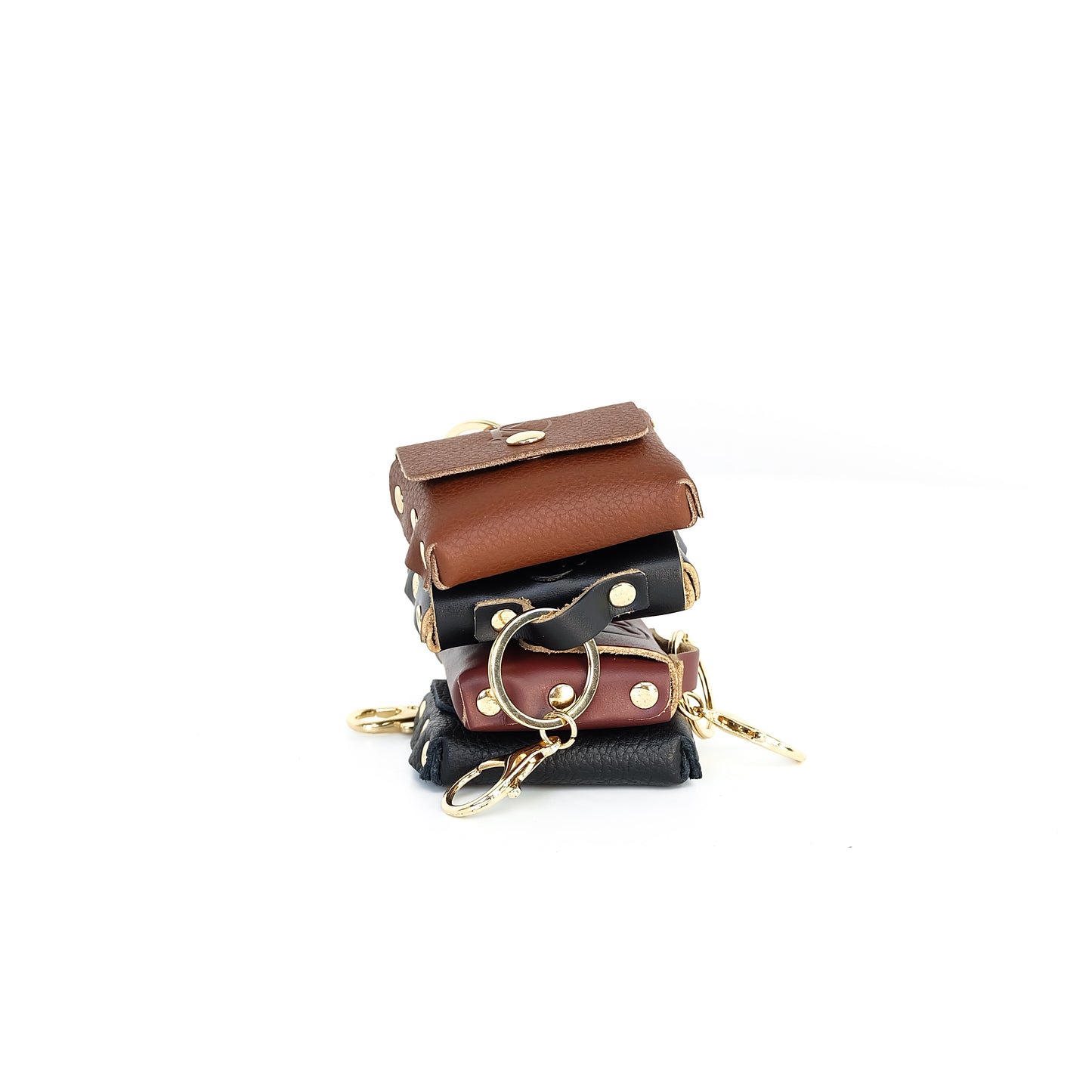 Selene Coin Purse with Hook in Strawberry White - Genuine Leather