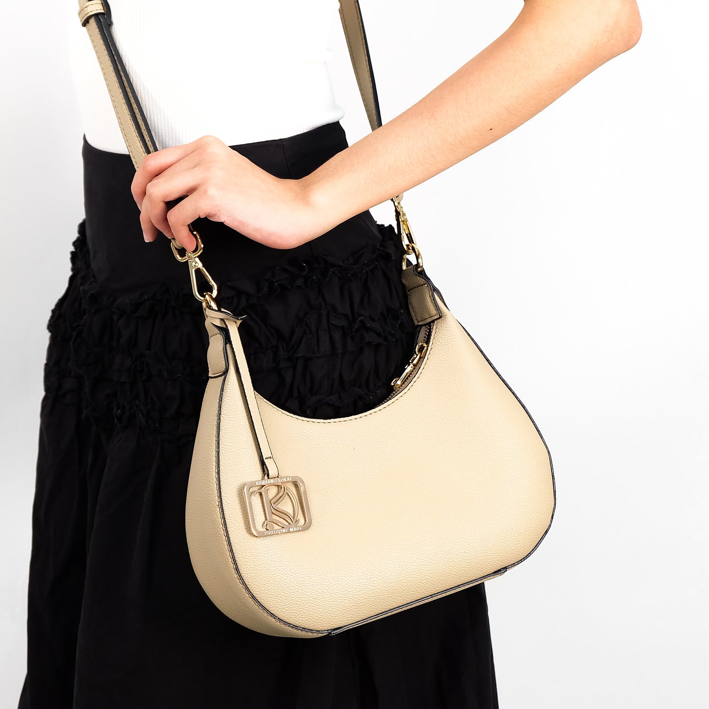 SOL Crescent Hobo Bag in Choco w/ LOGO - PU Leather