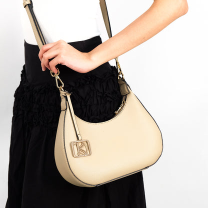SOL Crescent Hobo Bag in Choco w/ LOGO - PU Leather