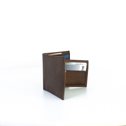Isagani Bifold Wallet w/ Detachable Card Sleeve in Vintage Dark Tan - Genuine Leather