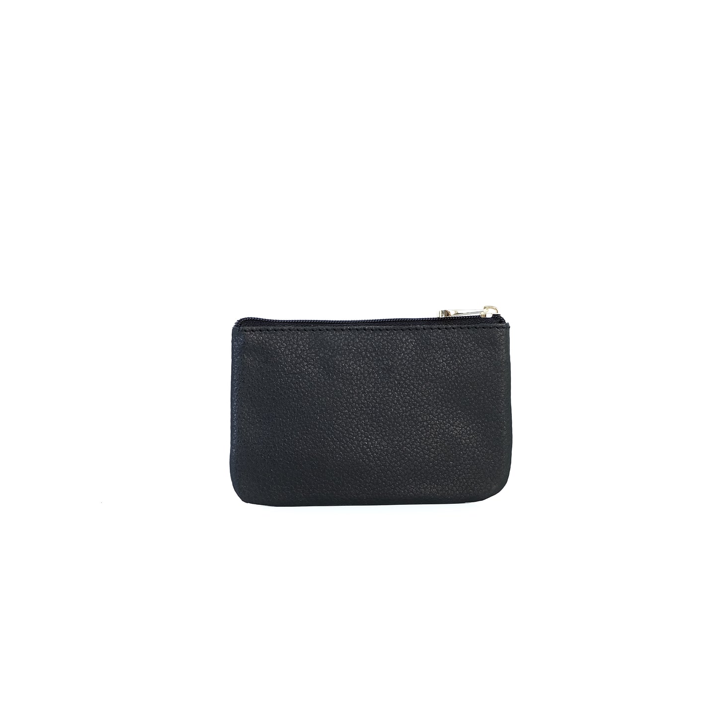 Alonso Double-Zipper Coin Pouch in Grained Black