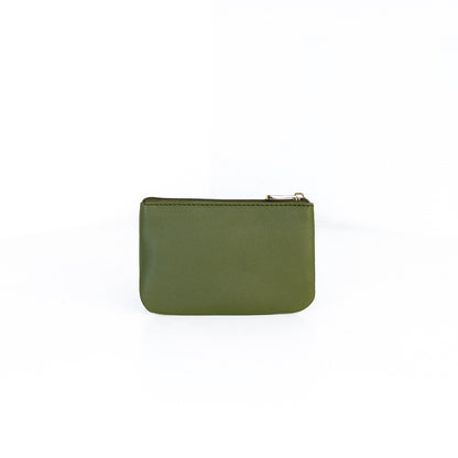 Alonso Double-Zipper Coin Pouch in Grained Army Green Version 2