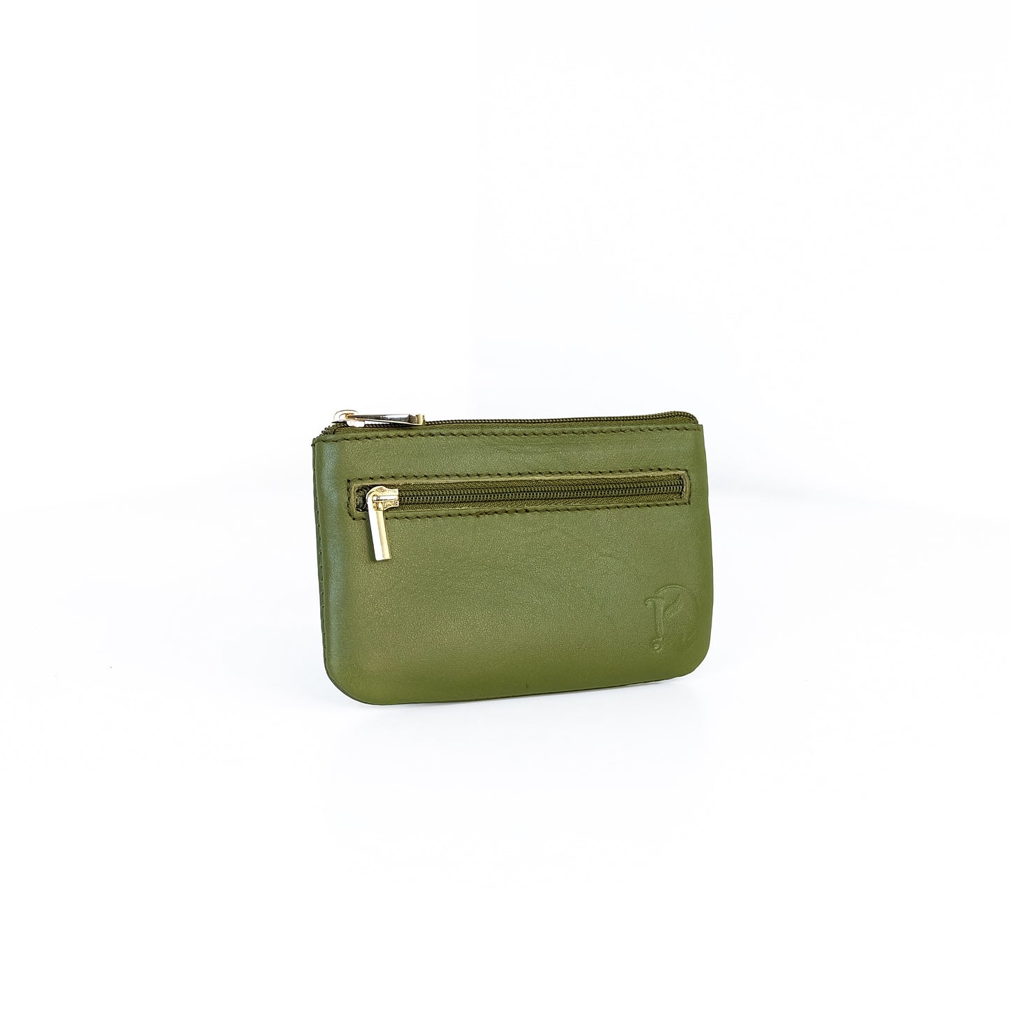 Alonso Double-Zipper Coin Pouch in Grained Army Green Version 2