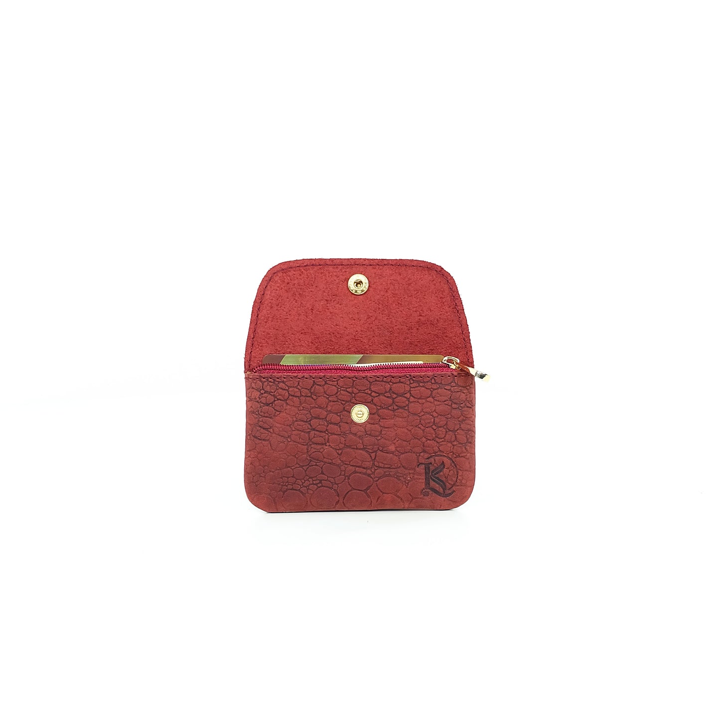 Andres Coin Pouch in Vintage Croco Red - Genuine Leather