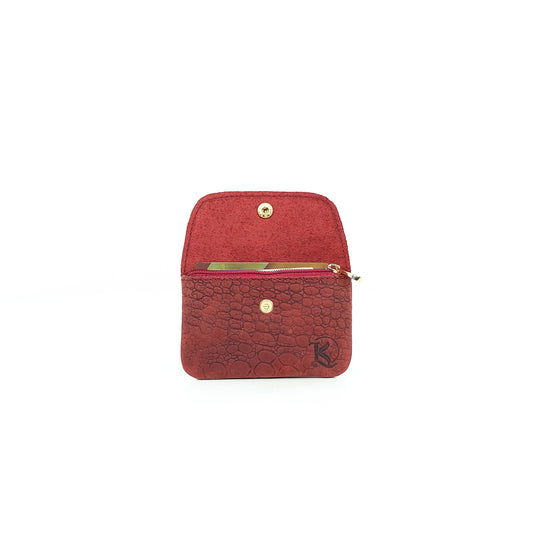 Andres Coin Pouch in Vintage Croco Red - Genuine Leather