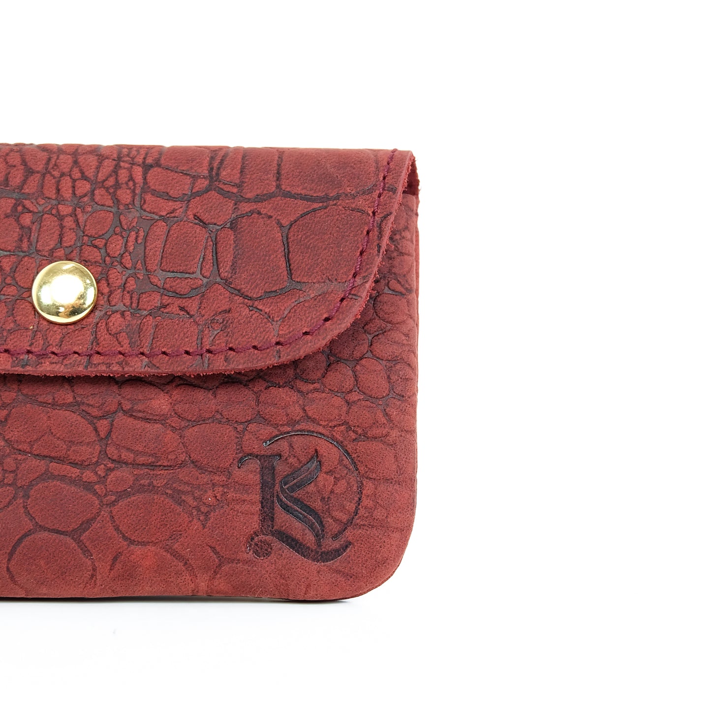 Andres Coin Pouch in Vintage Croco Red - Genuine Leather
