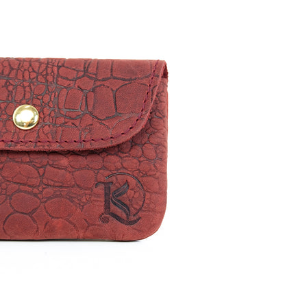 Andres Coin Pouch in Vintage Croco Red - Genuine Leather