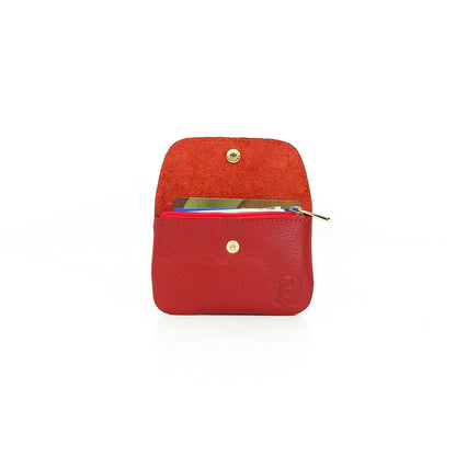 Andres Coin Pouch in Grained Red - Genuine Leather