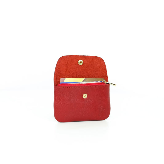 Andres Coin Pouch in Grained Red - Genuine Leather