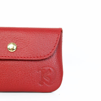 Andres Coin Pouch in Grained Red - Genuine Leather