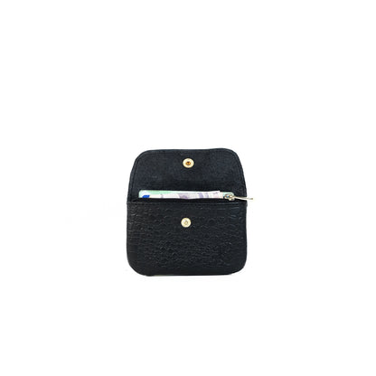 Andres Coin Pouch in Croco Black - Genuine Leather