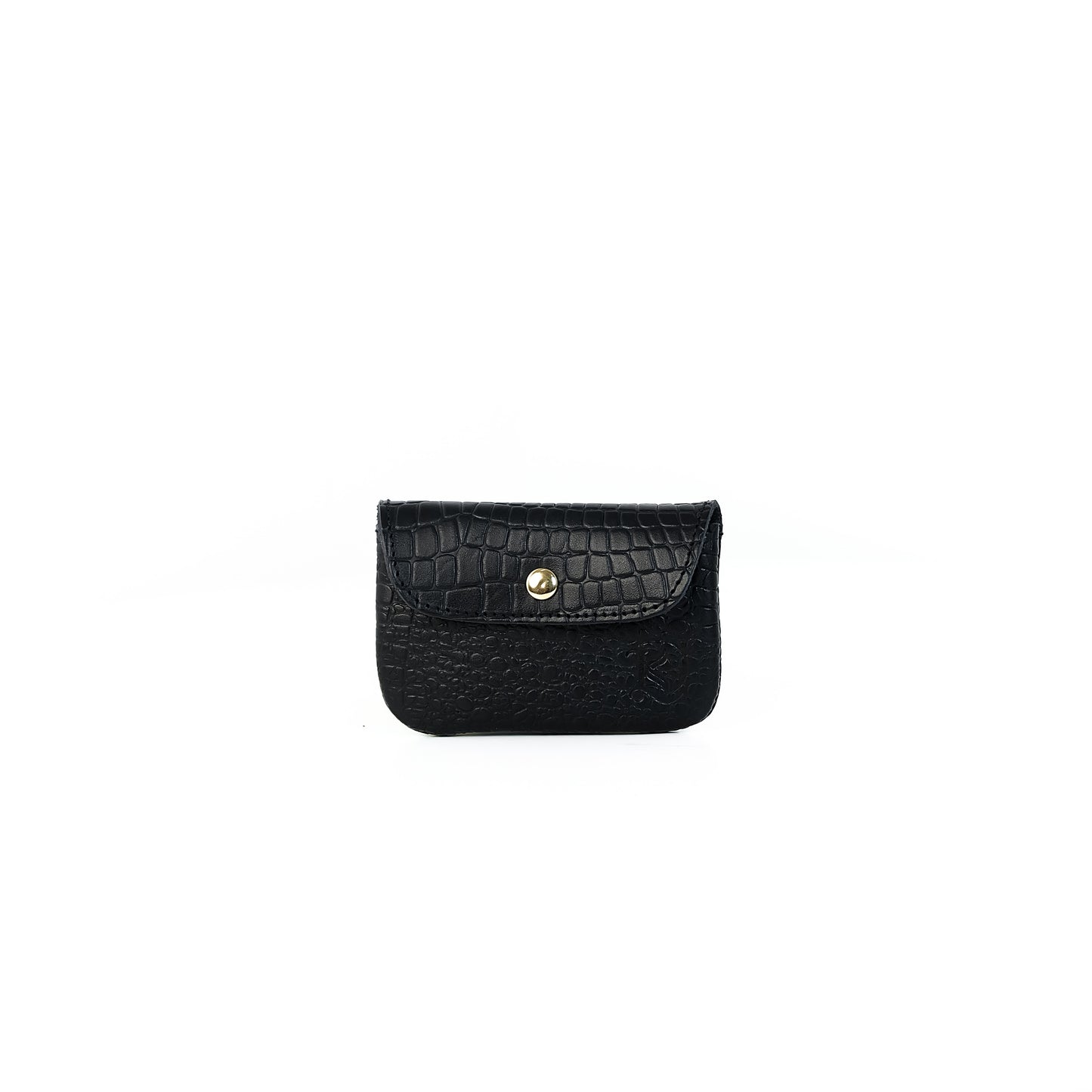 Andres Coin Pouch in Croco Black - Genuine Leather