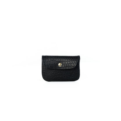 Andres Coin Pouch in Croco Black - Genuine Leather