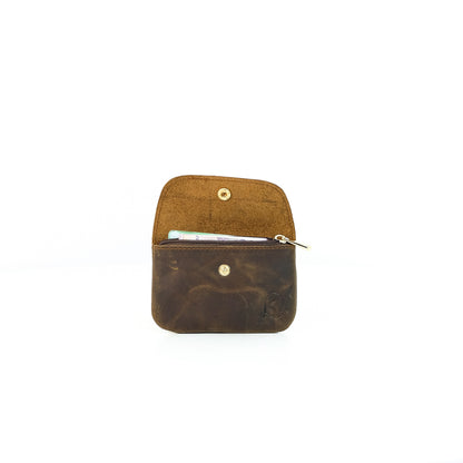 Andres Coin Pouch in Vintage Dark Brown - Genuine Leather