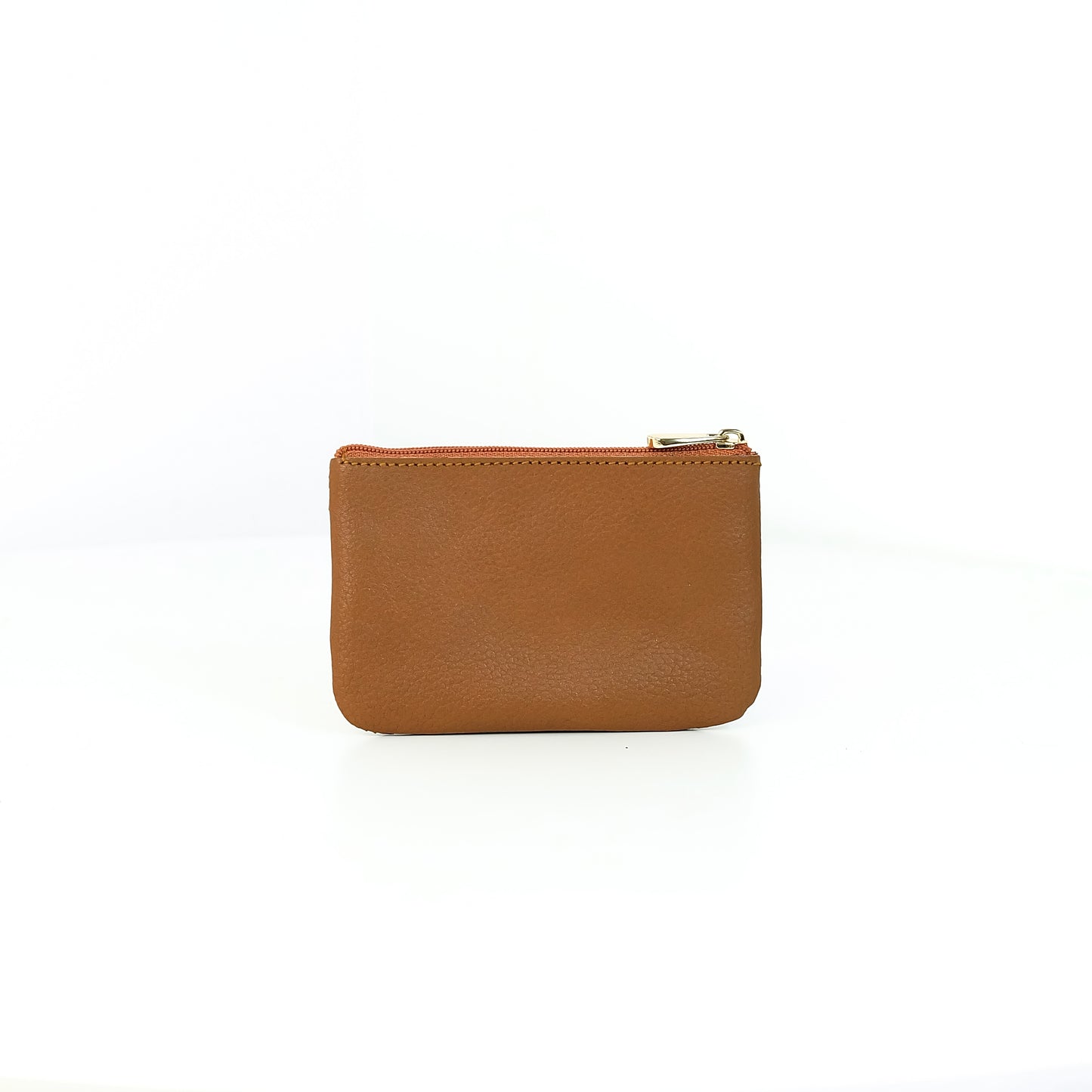 Alonso Double-Zipper Coin Pouch in Grained Light Tan