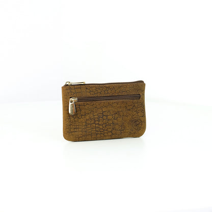 Alonso Double-Zipper Coin Pouch in Vintage Croco Light Tan
