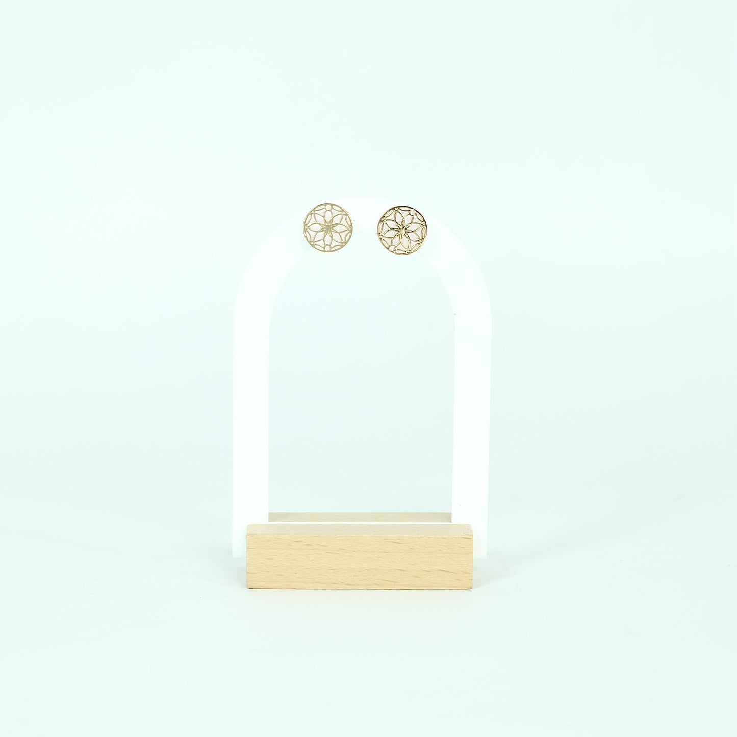 Round Gold-framed Flat Studs - Polymer Clay