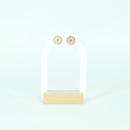 Round Gold-framed Flat Studs - Polymer Clay