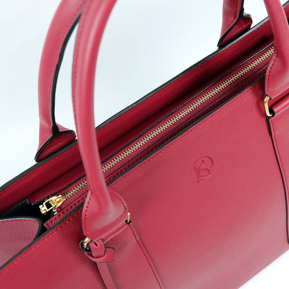 AMIRA 2.0 Laptop Tote Bag in Grained Berry (Gold Hardware) - PU Leather