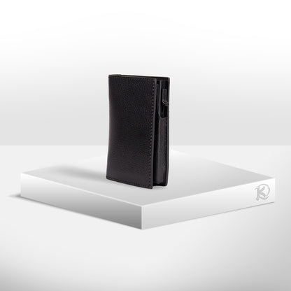 Bagani Card Holder in Grained Black - Genuine Leather w/ RFID Blocker