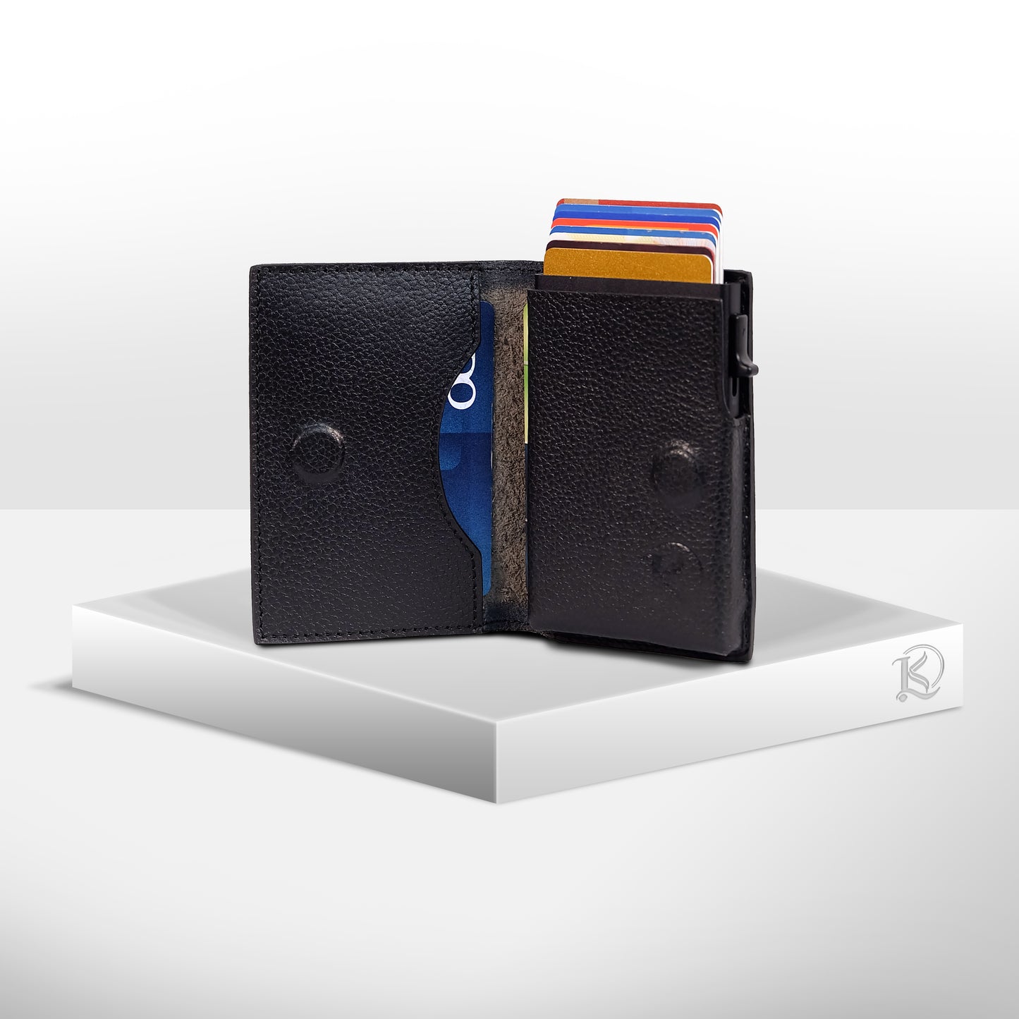 Bagani Card Holder in Grained Black - Genuine Leather w/ RFID Blocker