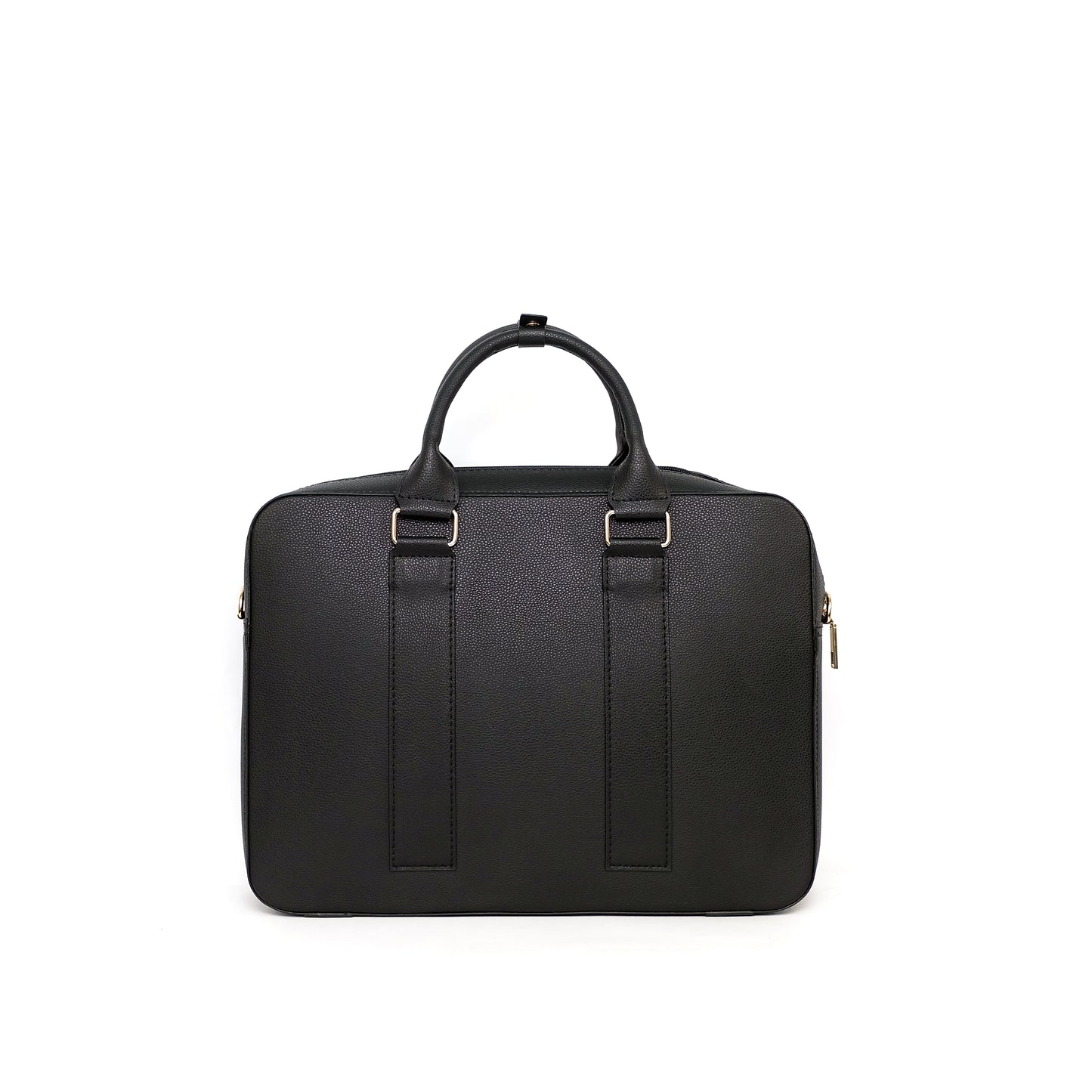 RAJAH Laptop Bag in Grained Black (Gold Hardware) - PU Leather
