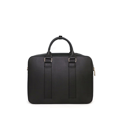 RAJAH Laptop Bag in Grained Black (Gold Hardware) - PU Leather