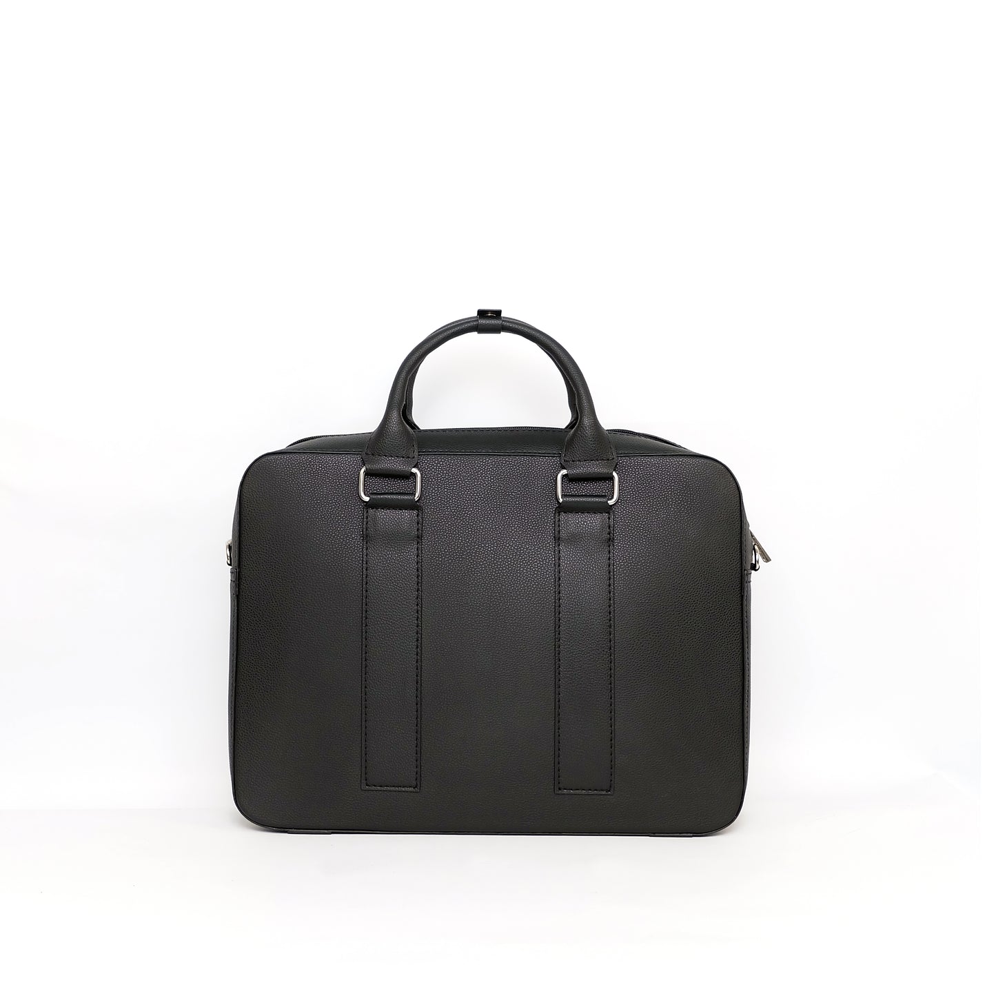RAJAH Laptop Bag in Grained Black (Silver Hardware) - PU Leather