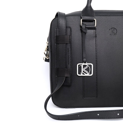 RAJAH Laptop Bag in Grained Black (Silver Hardware) - PU Leather