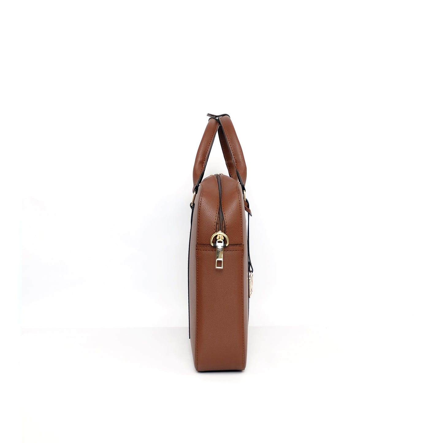 RAJAH Laptop Bag in Grained Choco (Gold Hardware) - PU Leather