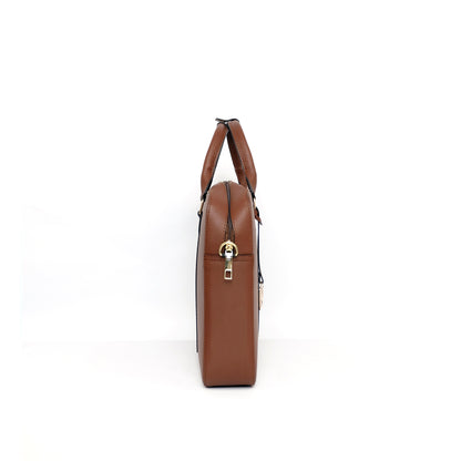 RAJAH Laptop Bag in Grained Choco (Gold Hardware) - PU Leather
