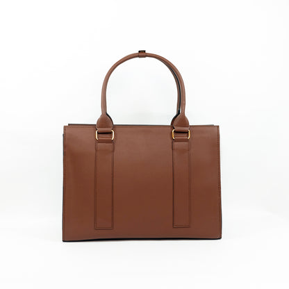 AMIRA 2.0 Laptop Tote Bag in Grained Choco (Gold Hardware) - PU Leather