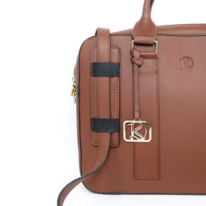 RAJAH Laptop Bag in Grained Choco (Gold Hardware) - PU Leather