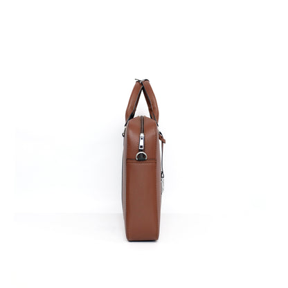 RAJAH Laptop Bag in Grained Choco (Silver Hardware) - PU Leather