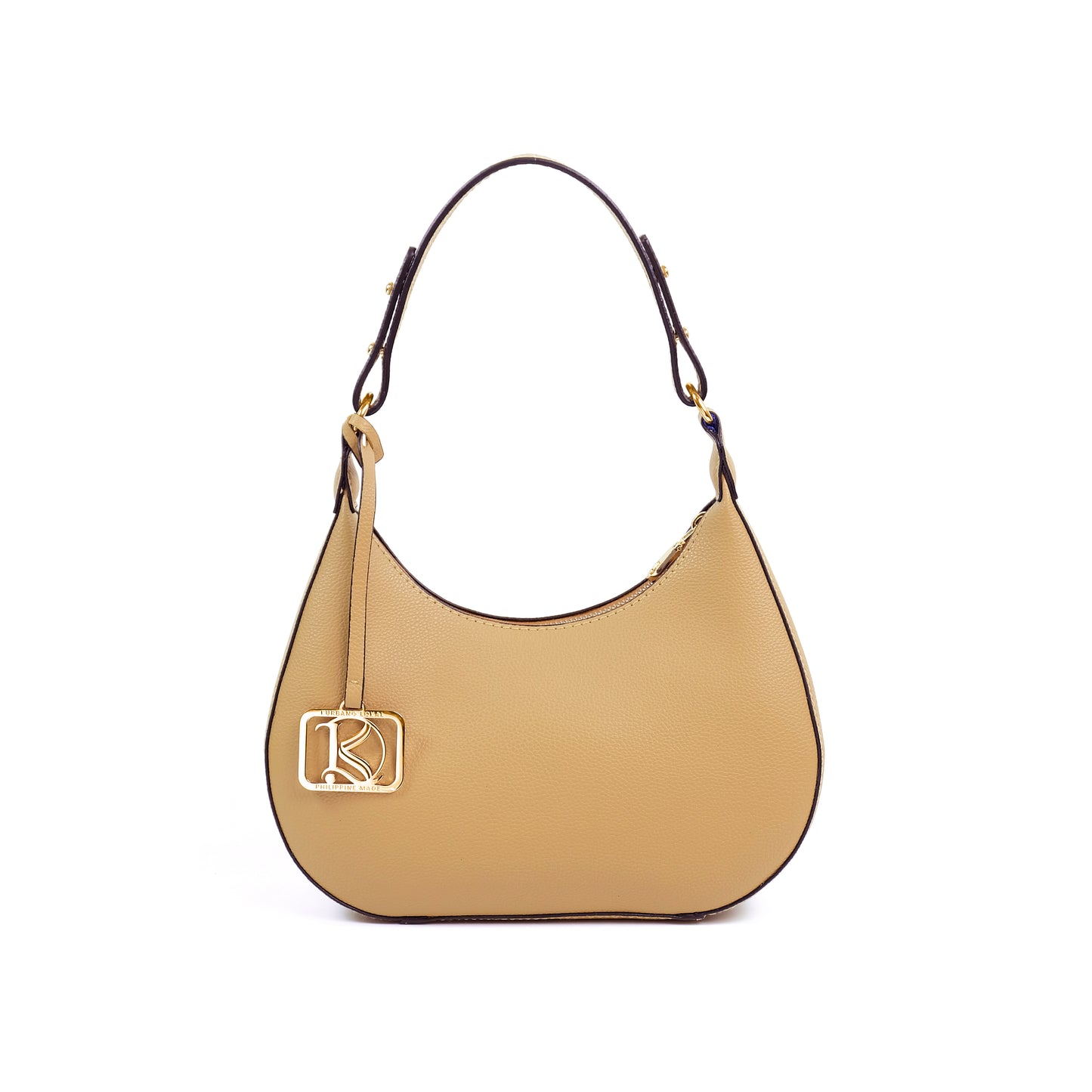 SOL Crescent Hobo Bag in Grained Beige - PU Leather