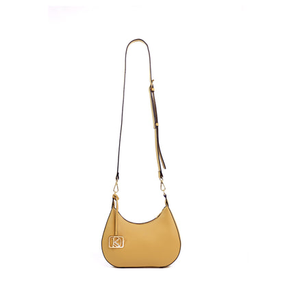 SOL Crescent Hobo Bag in Grained Beige - PU Leather