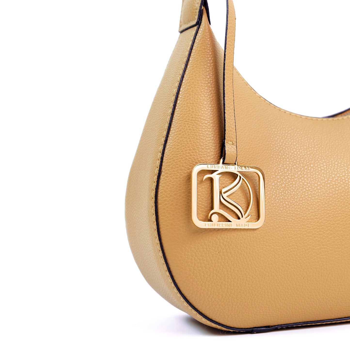 SOL Crescent Hobo Bag in Grained Beige - PU Leather