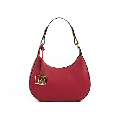 SOL Crescent Hobo Bag in Grained Berry - PU Leather