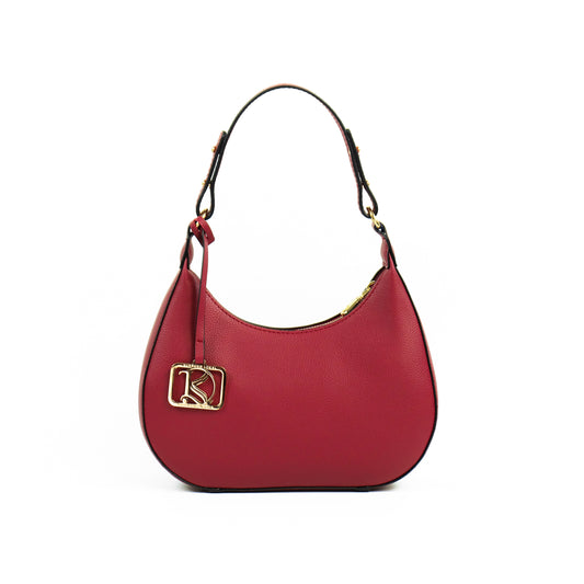 SOL Crescent Hobo Bag in Grained Berry - PU Leather