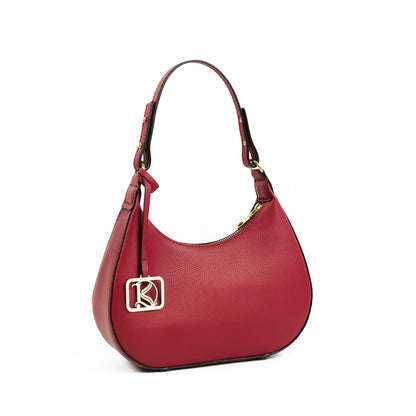 SOL Crescent Hobo Bag in Grained Berry - PU Leather