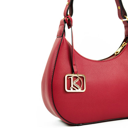 SOL Crescent Hobo Bag in Grained Berry - PU Leather