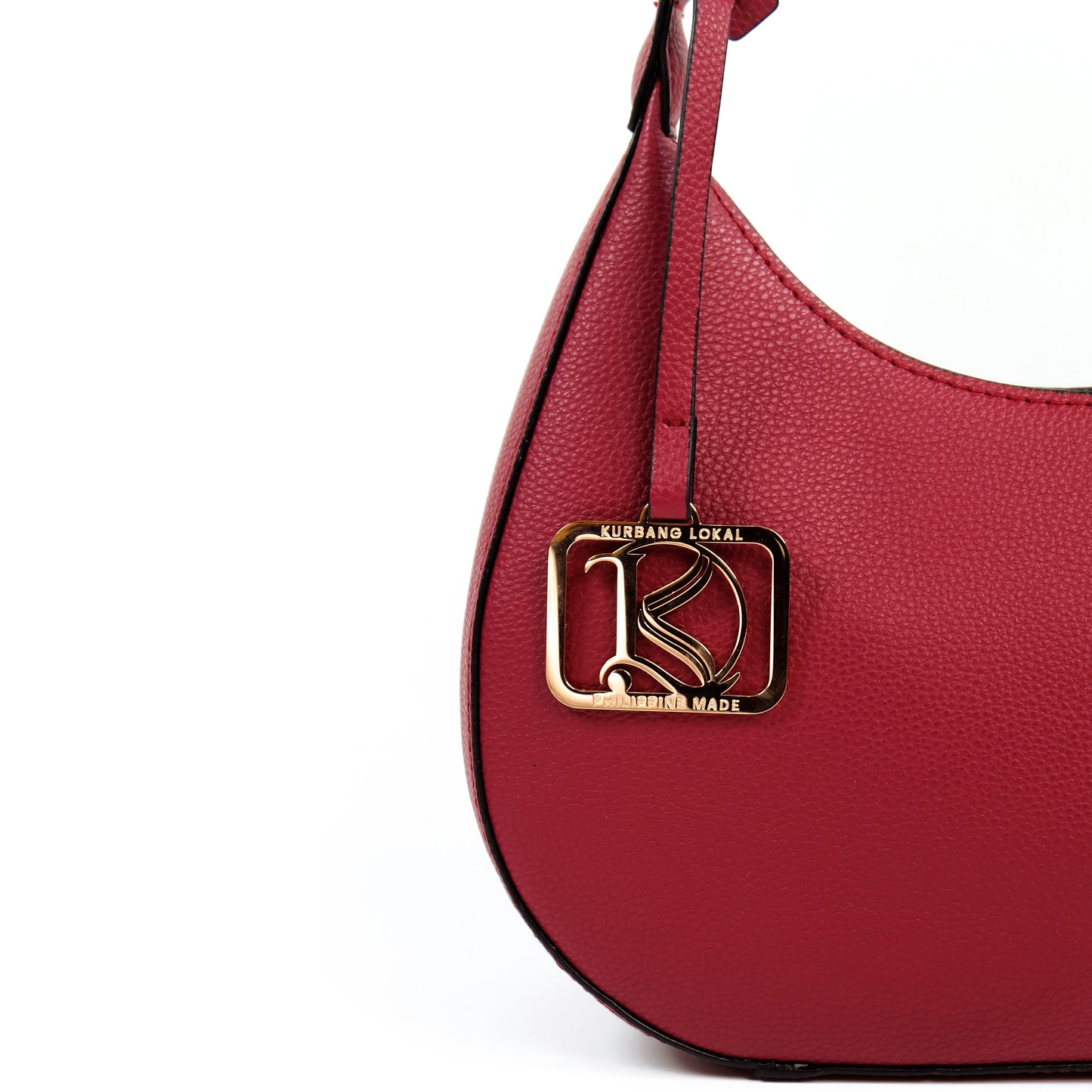 SOL Crescent Hobo Bag in Grained Berry - PU Leather