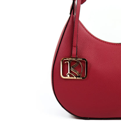 SOL Crescent Hobo Bag in Grained Berry - PU Leather