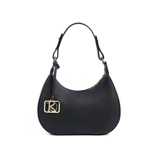 SOL Crescent Hobo Bag in Grained Black - PU Leather