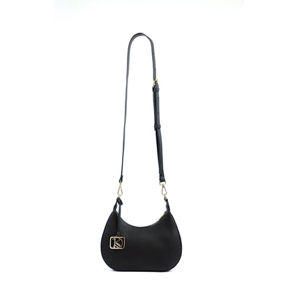 SOL Crescent Hobo Bag in Grained Black - PU Leather