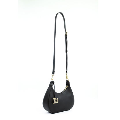 SOL Crescent Hobo Bag in Grained Black - PU Leather