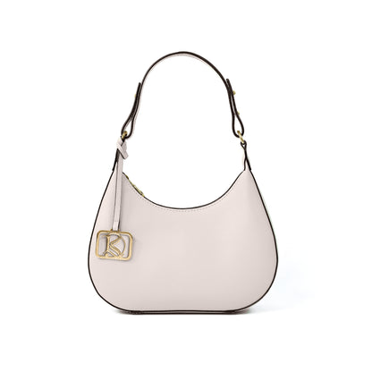 SOL Crescent Hobo Bag in Grained Bone - PU Leather