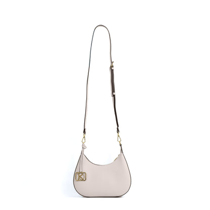 SOL Crescent Hobo Bag in Grained Bone - PU Leather