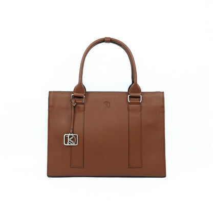 AMIRA 2.0 Laptop Tote Bag in Grained Choco (Silver Hardware) - PU Leather