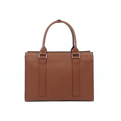 AMIRA 2.0 Laptop Tote Bag in Grained Choco (Silver Hardware) - PU Leather